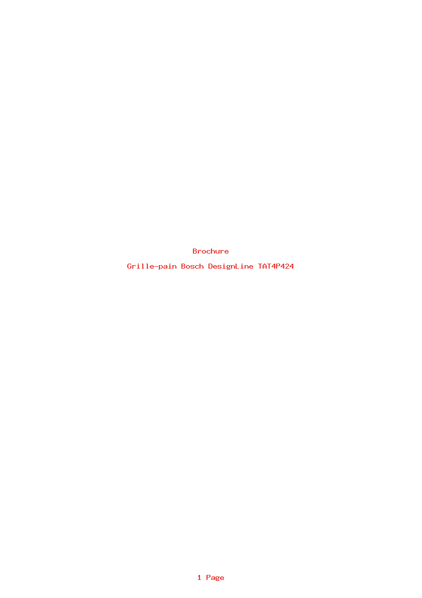 Page 1 de la notice Brochure Bosch DesignLine TAT4P424