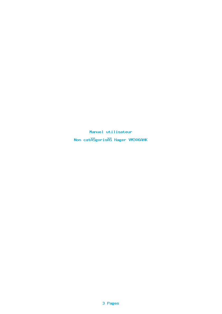 Page 1 de la notice Manuel utilisateur Hager VM306AHK
