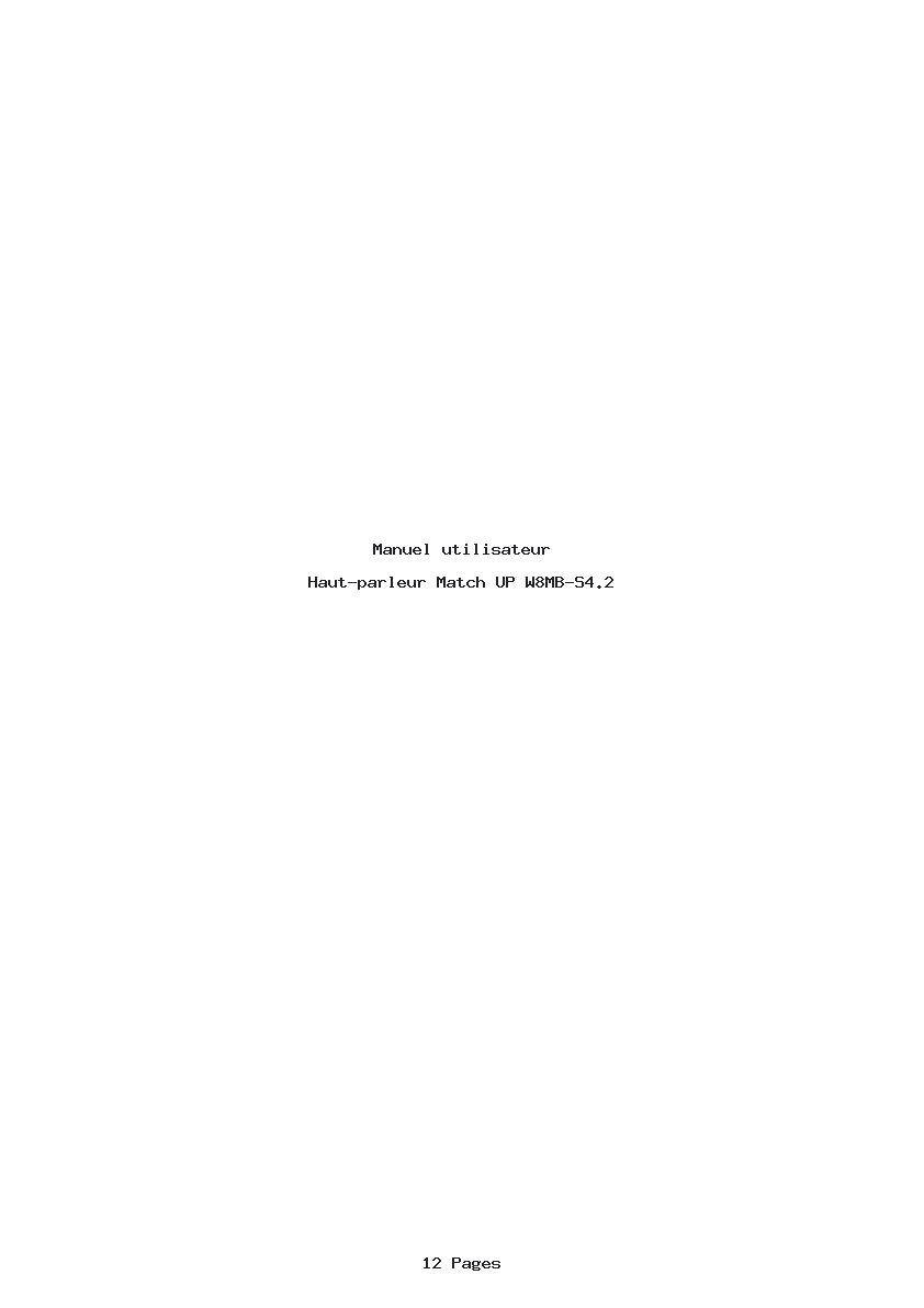 Page 1 de la notice Manuel utilisateur Match UP W8MB-S4.2
