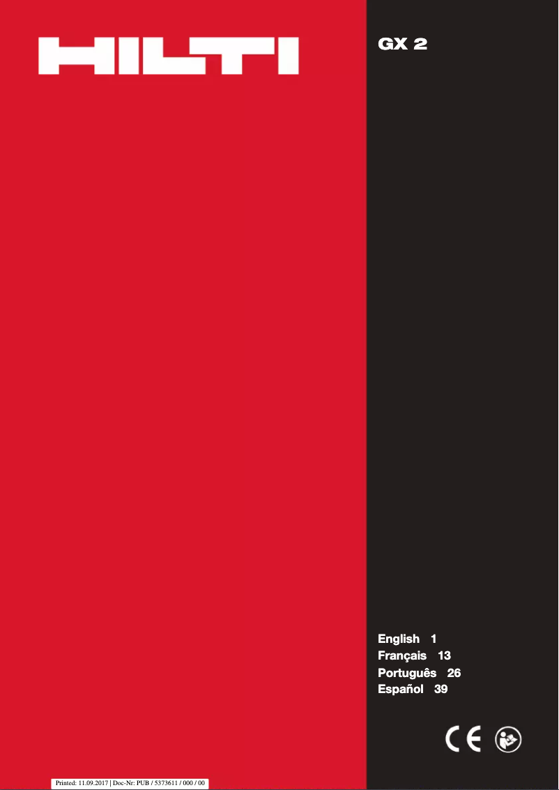 Page 1 de la notice Manuel utilisateur Hilti GX 2
