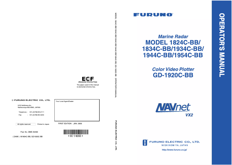 Page 1 de la notice Manuel utilisateur Furuno 1824C-BB