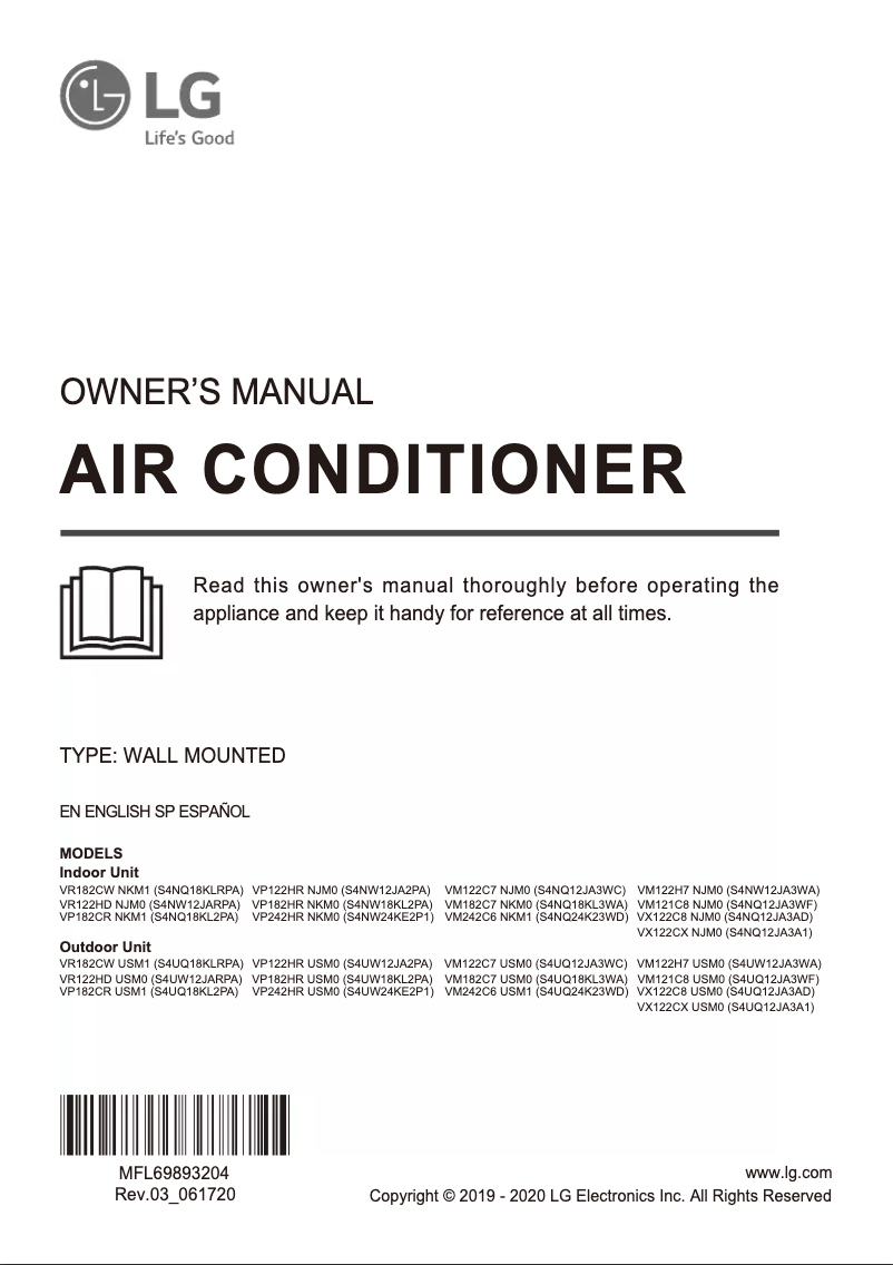Página 1 del manual Manual de usuario LG VM122H7