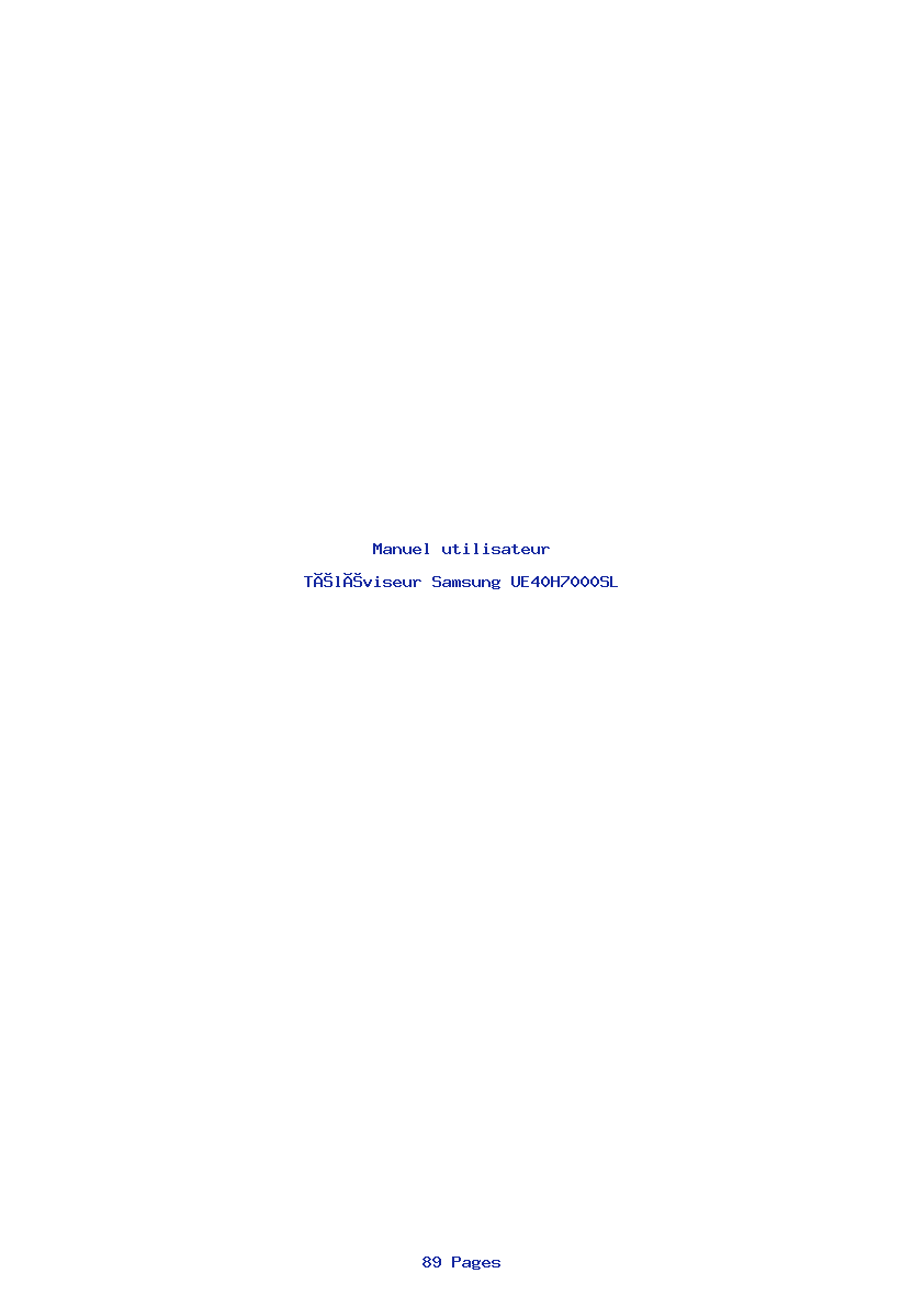 Page 1 de la notice Manuel utilisateur Samsung UE40H7000SL