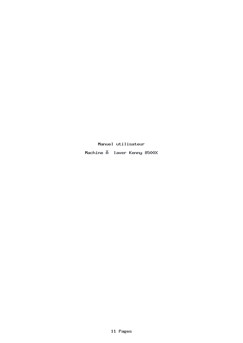 Page 1 de la notice Manuel utilisateur Kenny 8500X