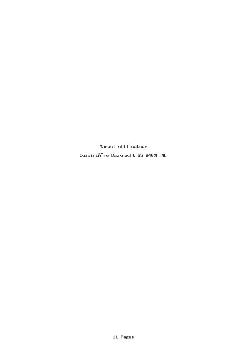 Page 1 de la notice Manuel utilisateur Bauknecht BS 8460F NE