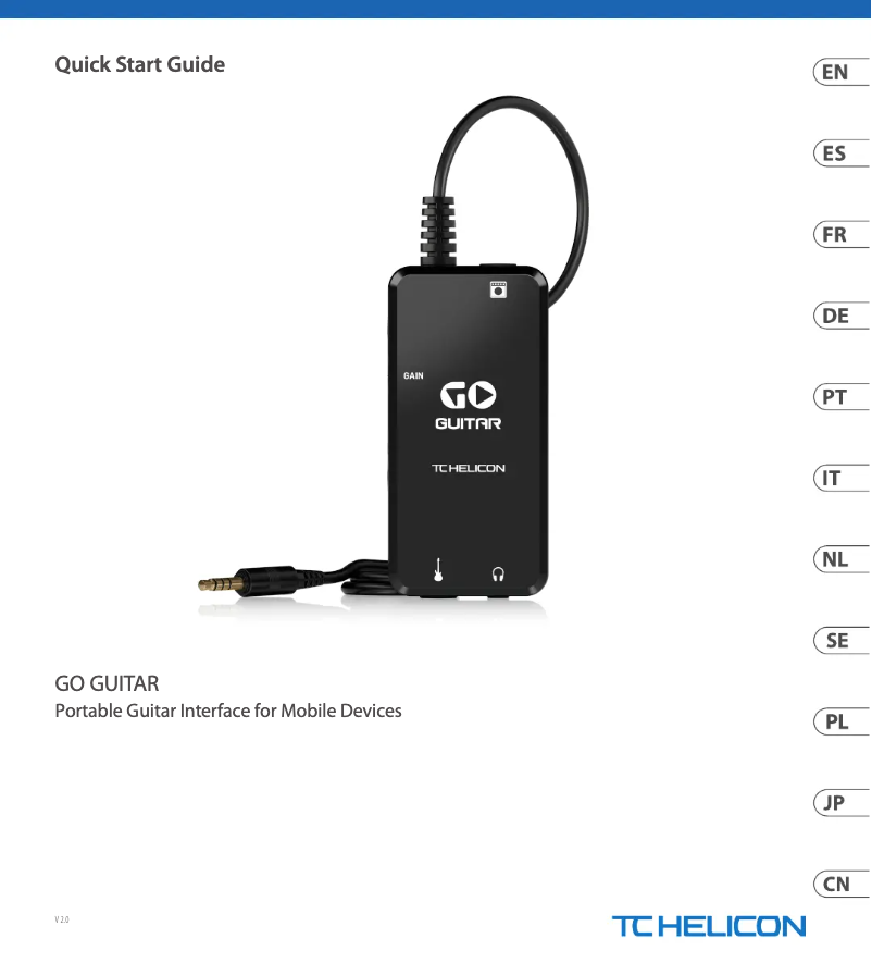 Page 1 de la notice Guide de démarrage rapide TC Helicon GO Guitar