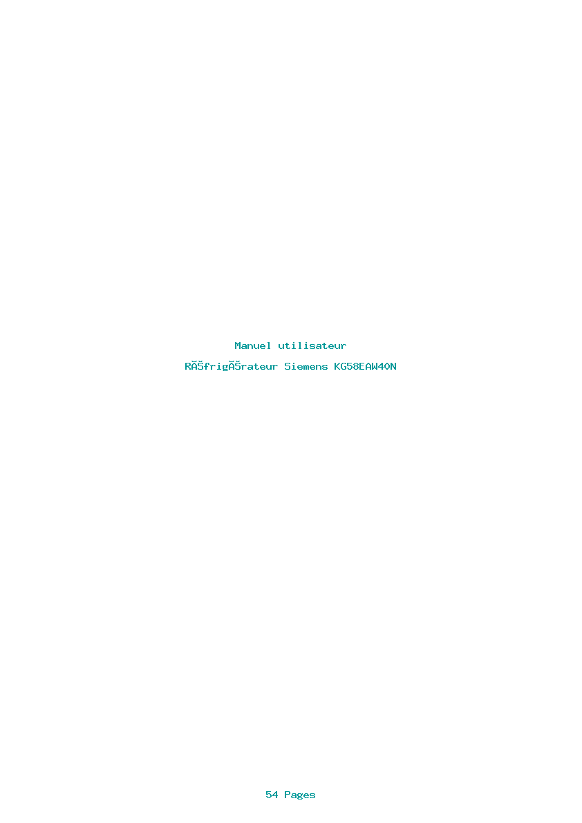 Page 1 de la notice Manuel utilisateur Siemens KG58EAW40N