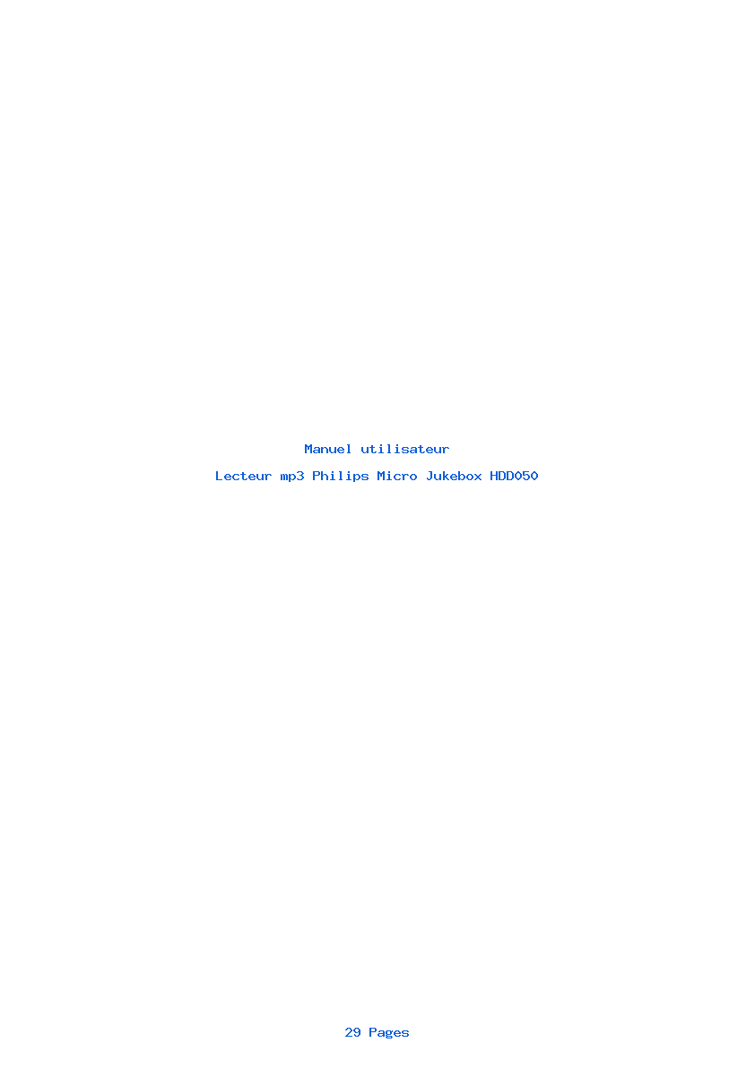 Page 1 de la notice Manuel utilisateur Philips Micro Jukebox HDD050
