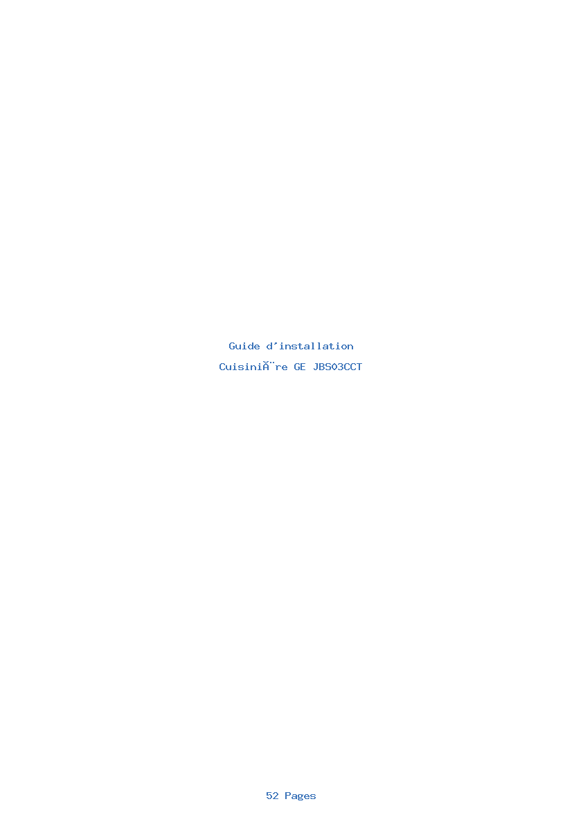 Page 1 de la notice Guide d'installation GE JBS03CCT