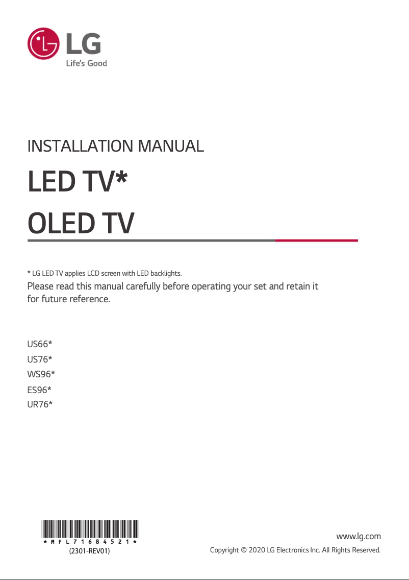 Page 1 de la notice Manuel utilisateur LG 43US662H9ZC