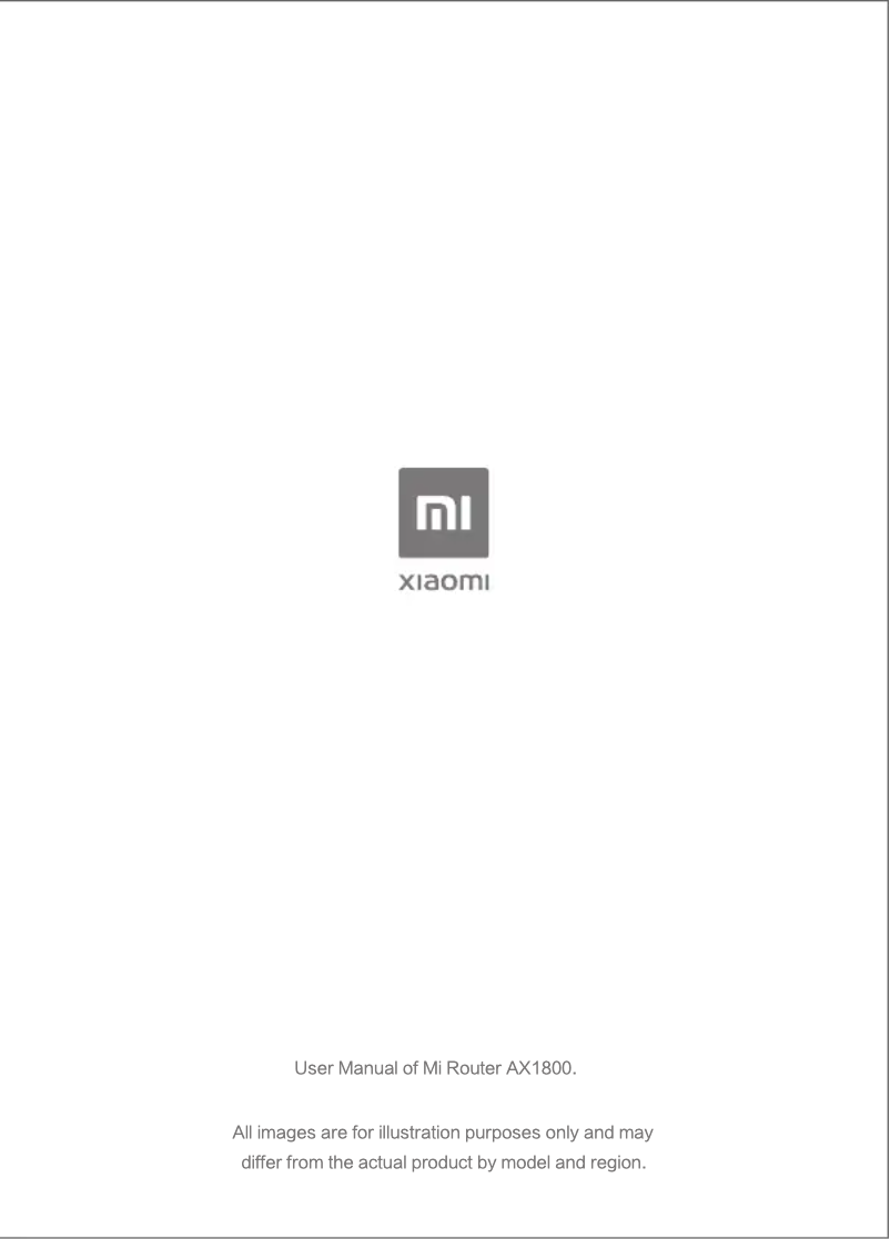 Page 1 of the manual User Manual Xiaomi Mi Router AX1800