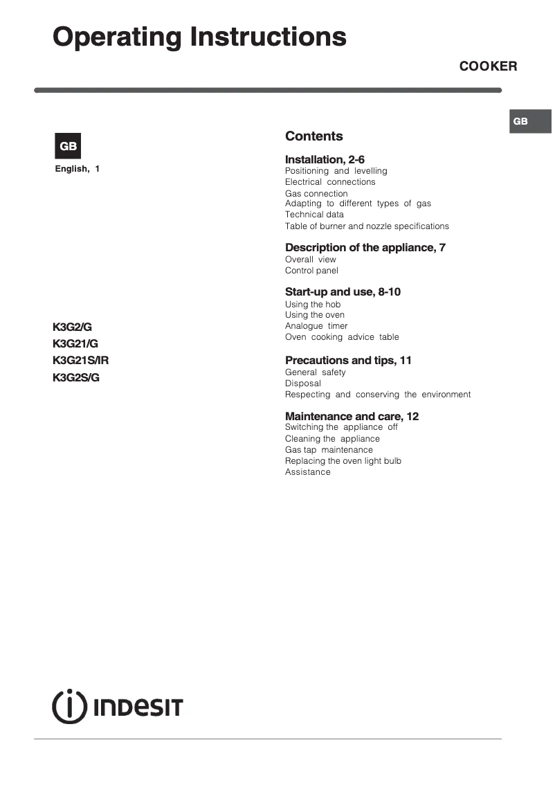 Página 1 del manual Manual de usuario Indesit K3G21SXIR