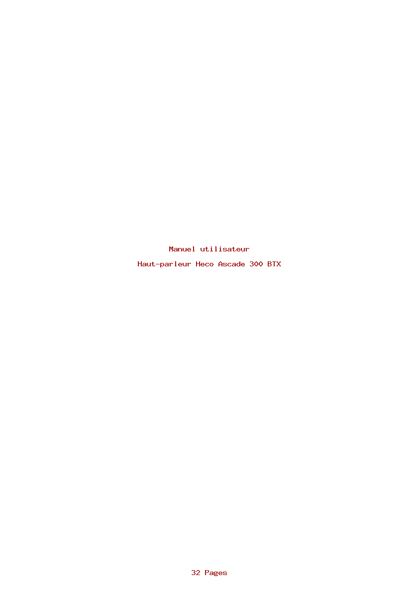 Page 1 de la notice Manuel utilisateur Heco Ascade 300 BTX
