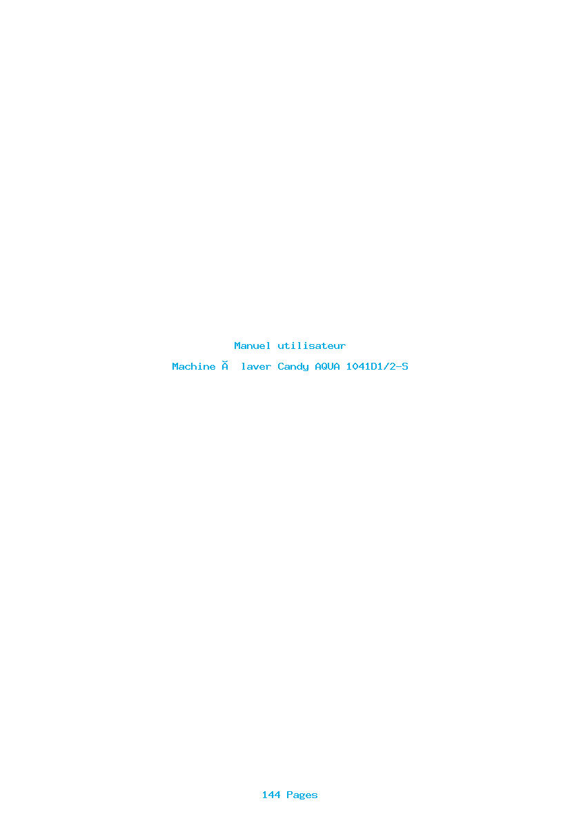 Page 1 de la notice Manuel utilisateur Candy AQUA 1041D1/2-S