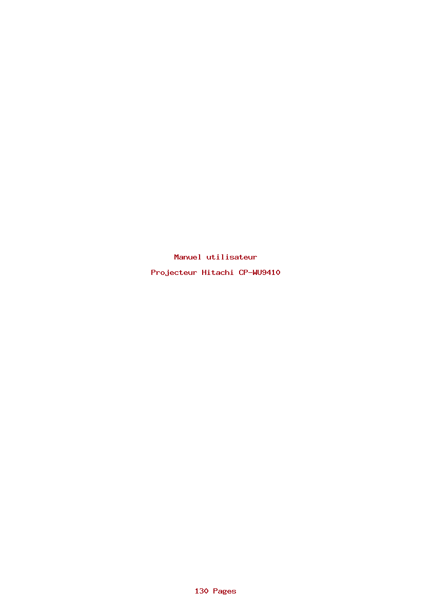 Page 1 de la notice Manuel utilisateur Hitachi CP-WU9410