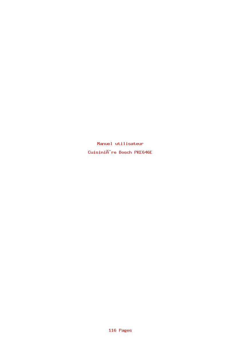 Page 1 de la notice Manuel utilisateur Bosch PKE646E