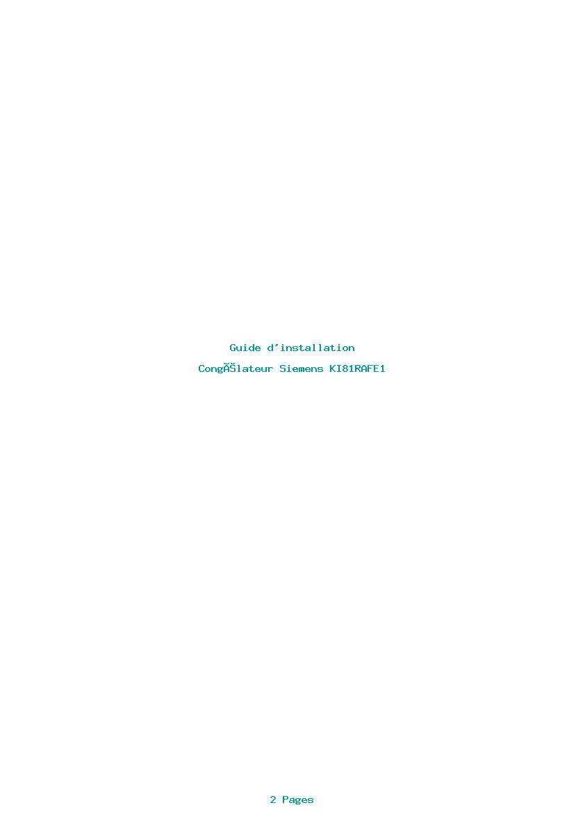 Page 1 de la notice Guide d'installation Siemens KI81RAFE1