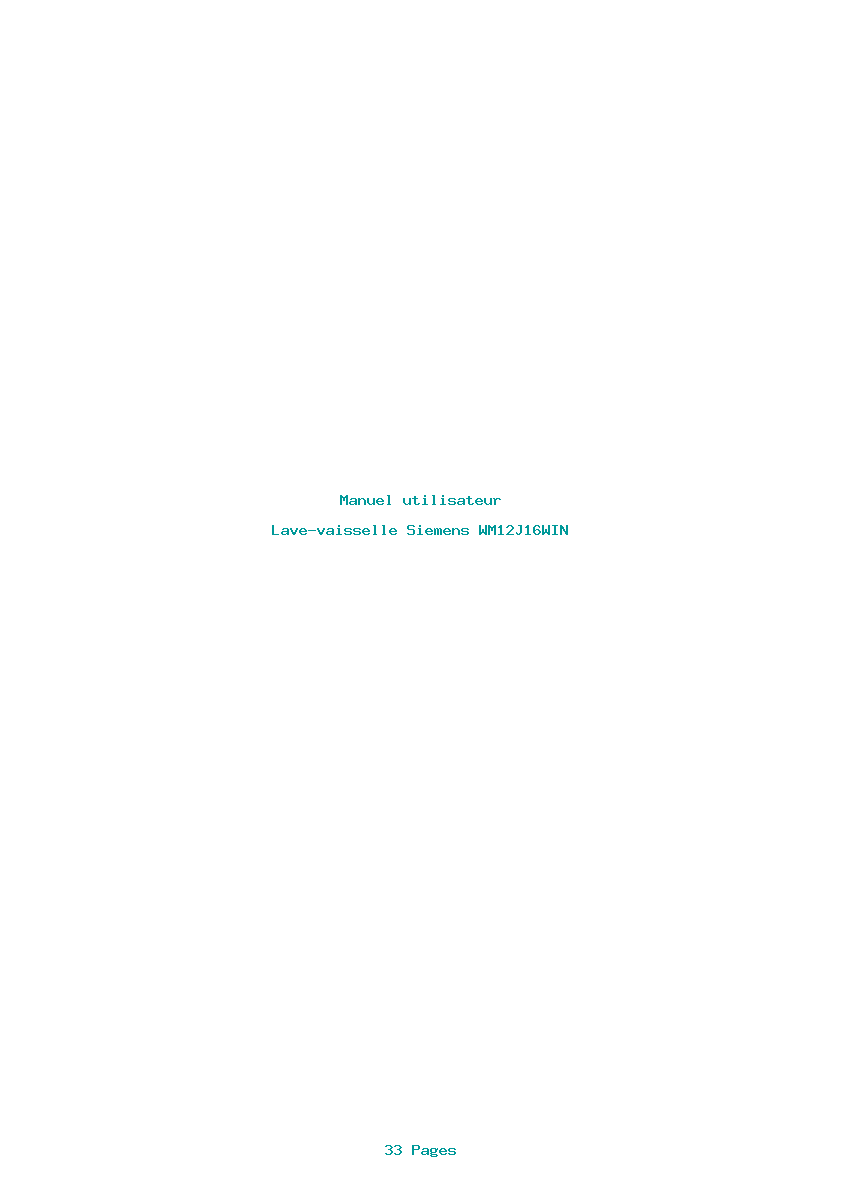 Page 1 de la notice Manuel utilisateur Siemens WM12J16WIN