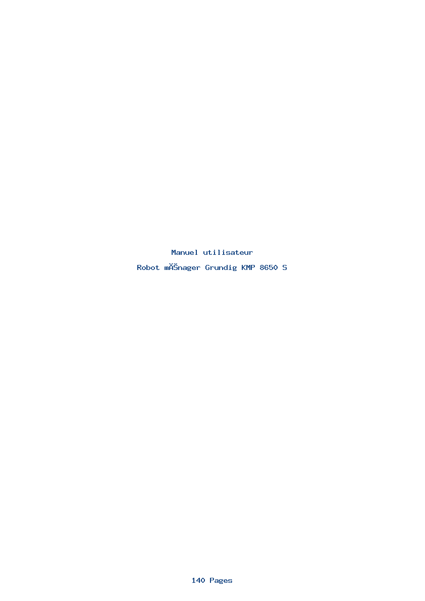 Page 1 de la notice Manuel utilisateur Grundig KMP 8650 S