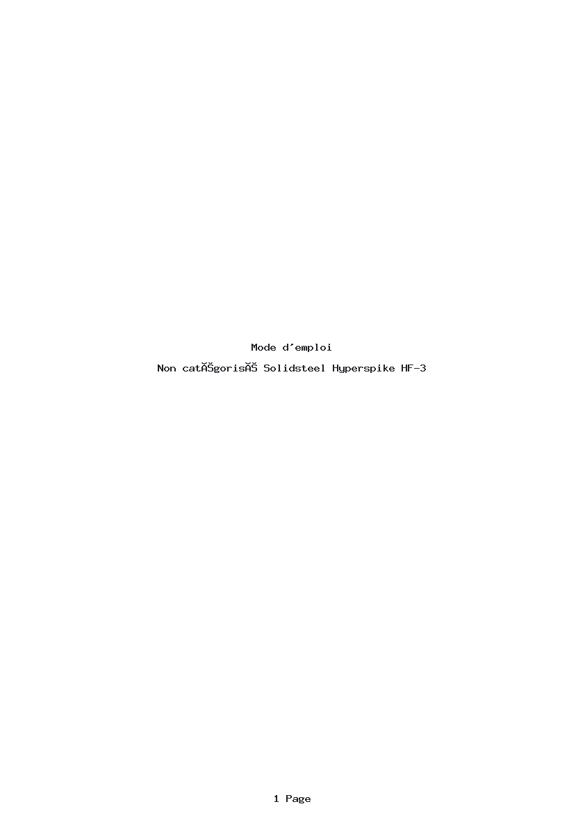 Page 1 de la notice Mode d'emploi Solidsteel Hyperspike HF-3
