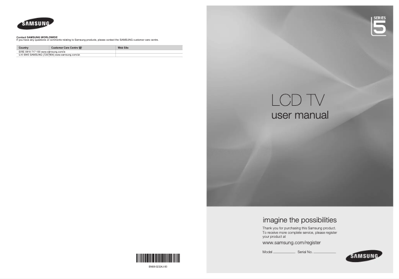 Page 1 de la notice Manuel utilisateur Samsung LE32B550A5W