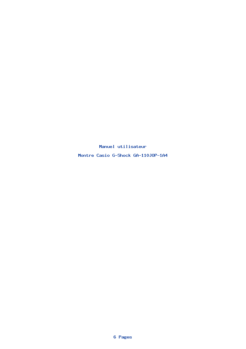 Page 1 de la notice Manuel utilisateur Casio G-Shock GA-110JOP-1A4