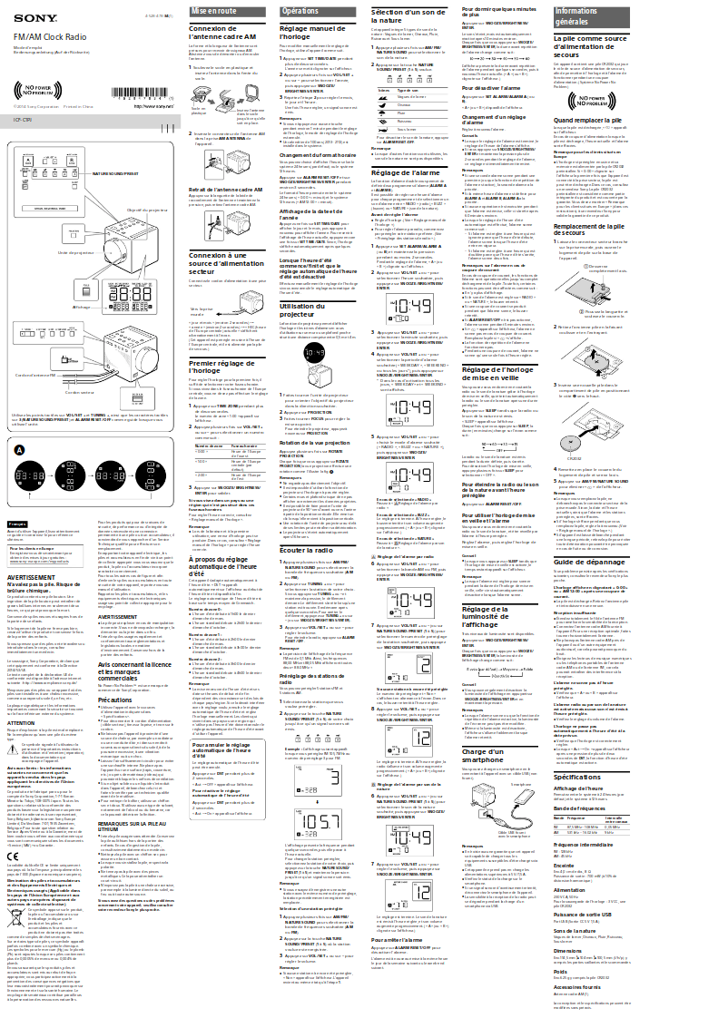 Image de la première page du manuel de l'appareil ICF-C1PJ