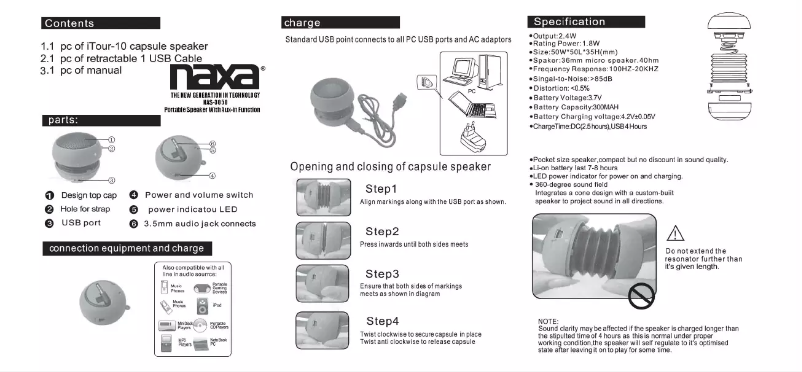 Page 1 de la notice Manuel utilisateur Naxa NAS-3050