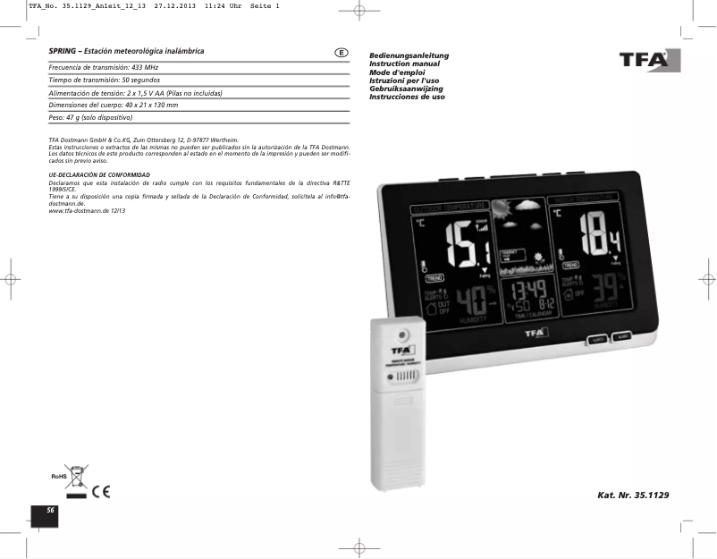 Página 1 del manual Manual de usuario TFA Spring 35.1129.01