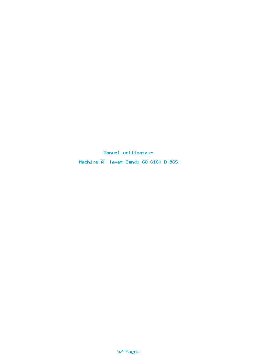 Page 1 de la notice Manuel utilisateur Candy GO 6160 D-86S