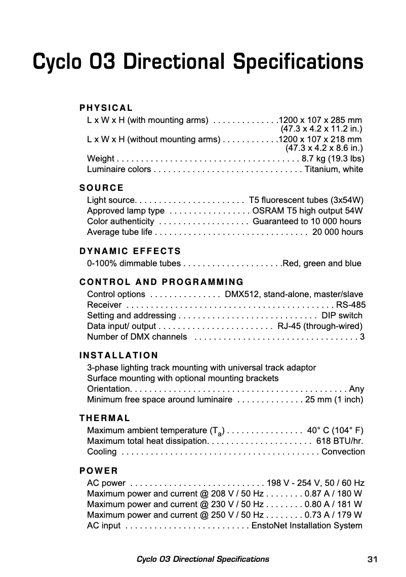 Page 1 de la notice Fiche technique Martin Cyclo Directional