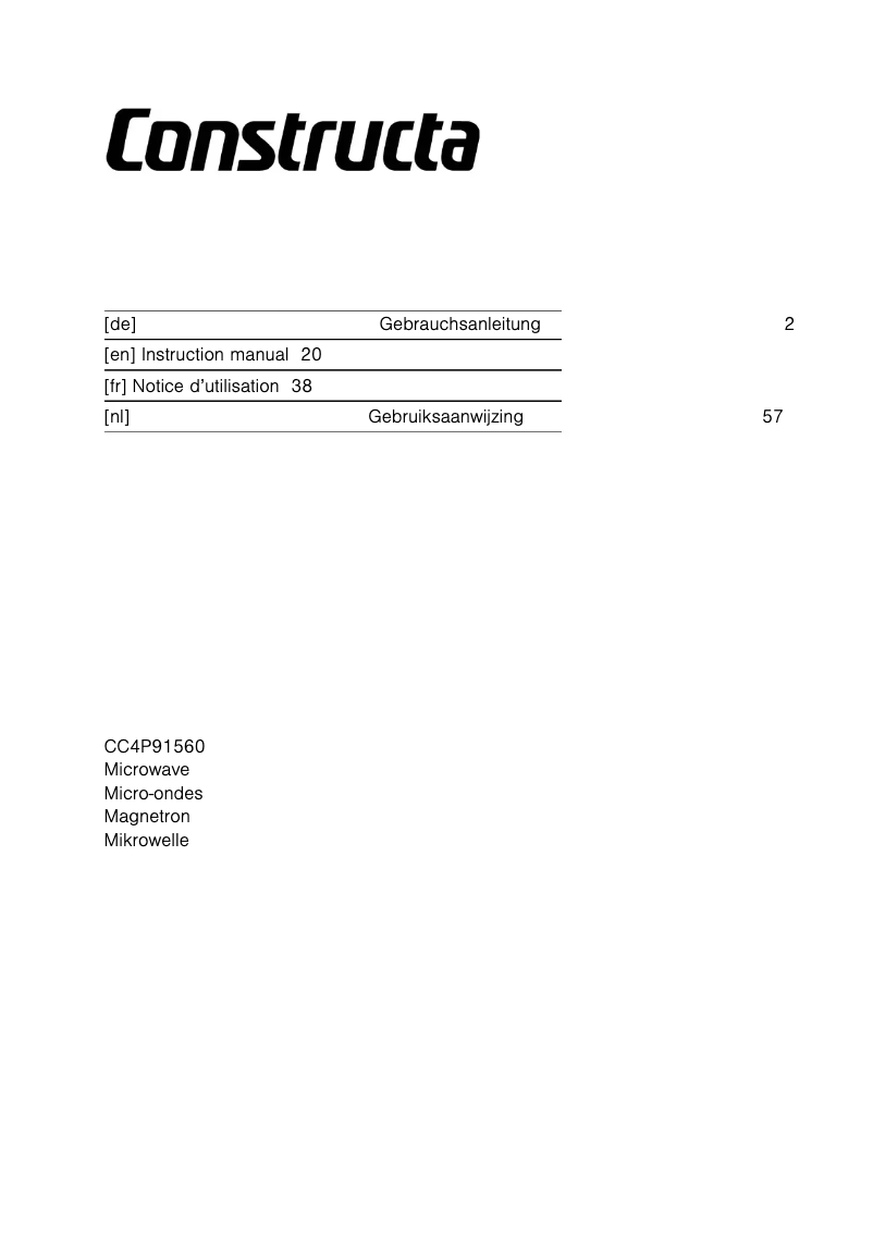 Page 1 de la notice Manuel utilisateur Constructa CC4P91560