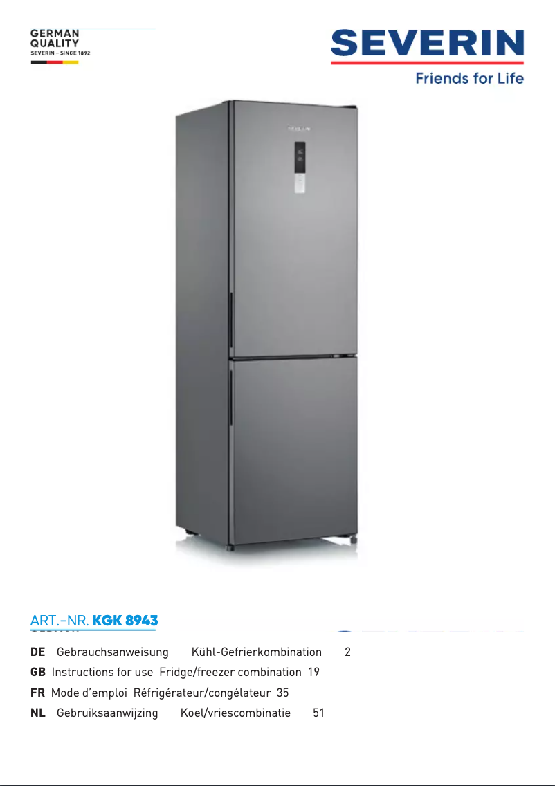 Page 1 de la notice Manuel utilisateur Severin KGK 8943
