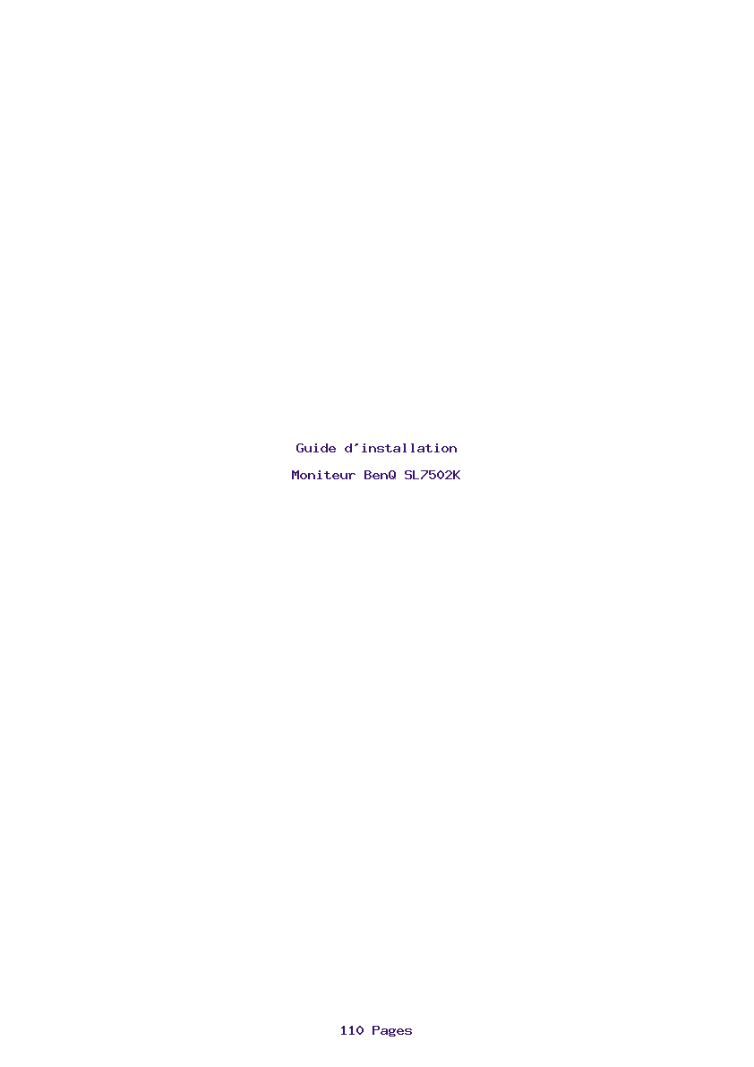 Page 1 de la notice Guide d'installation BenQ SL7502K