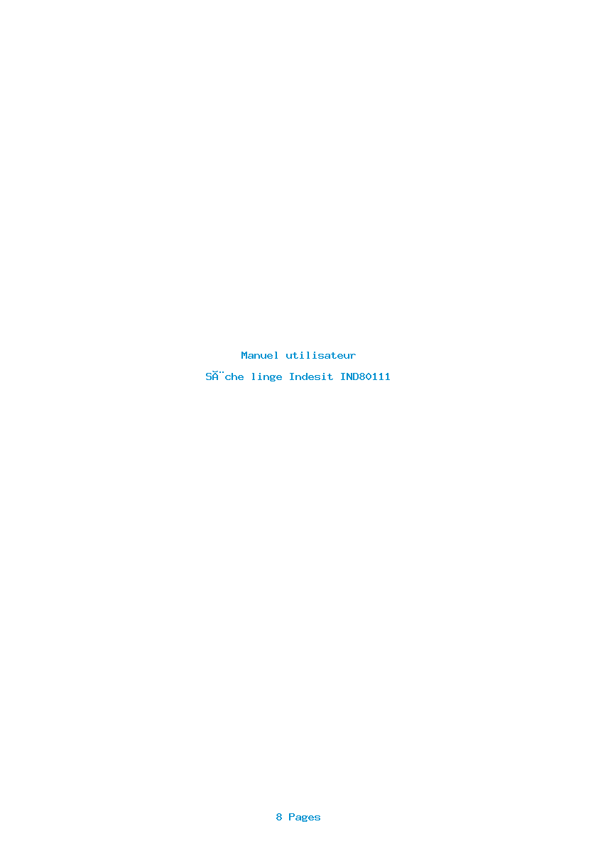 Page 1 de la notice Manuel utilisateur Indesit IND80111