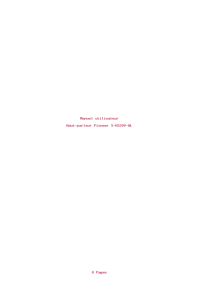 Page 1 de la notice Manuel utilisateur Pioneer S-H320V-QL