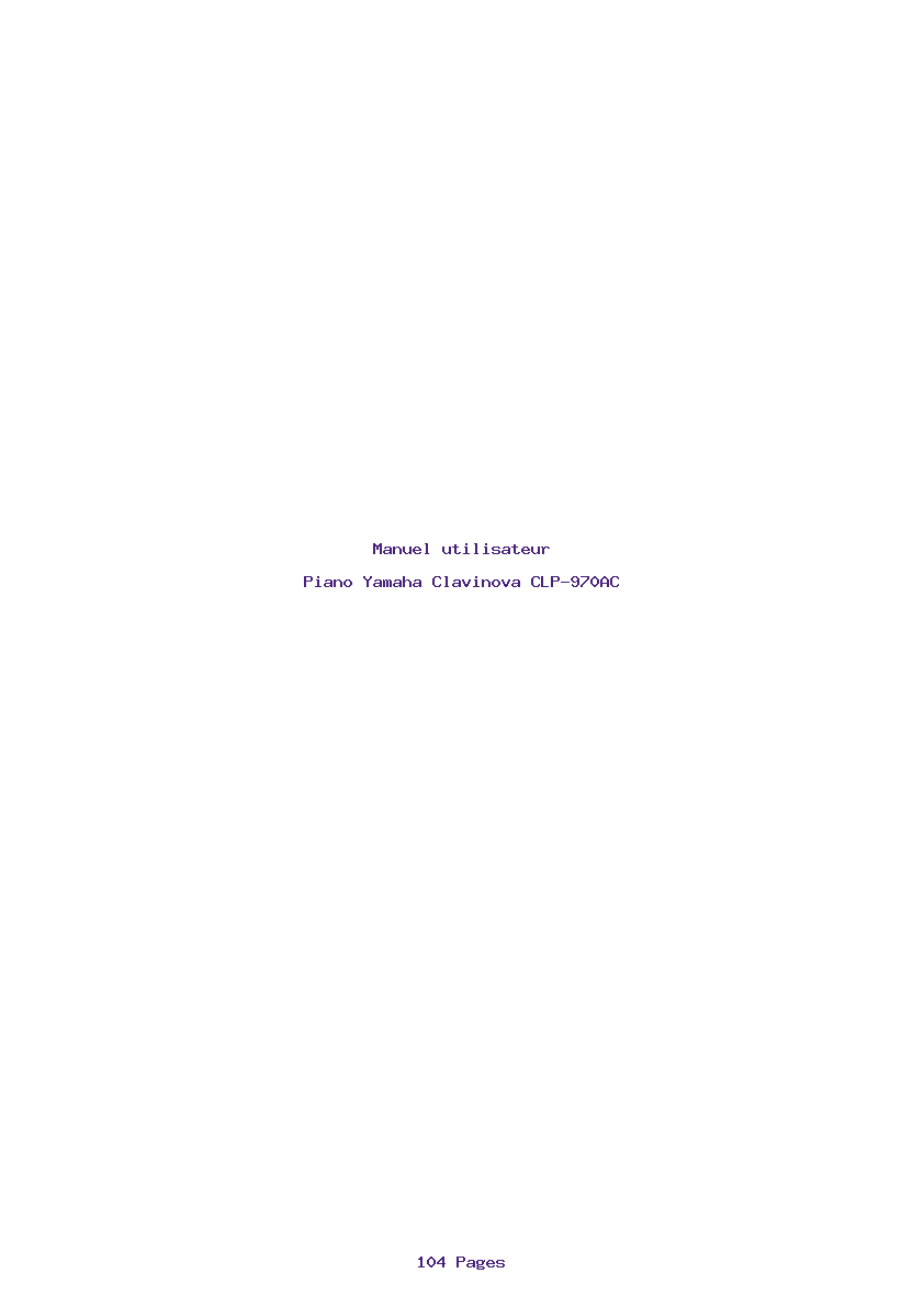 Page 1 de la notice Manuel utilisateur Yamaha Clavinova CLP-970AC