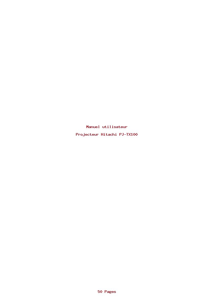 Page 1 de la notice Manuel utilisateur Hitachi PJ-TX100