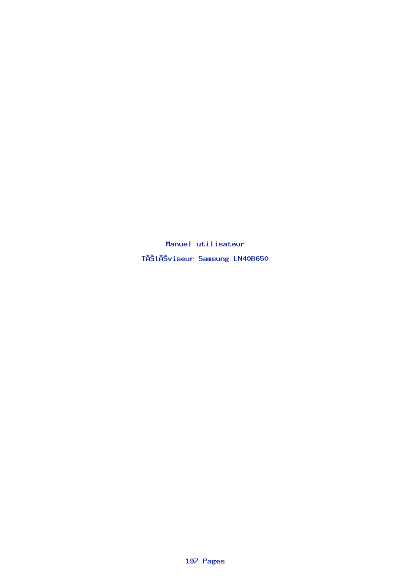 Page 1 de la notice Manuel utilisateur Samsung LN40B650
