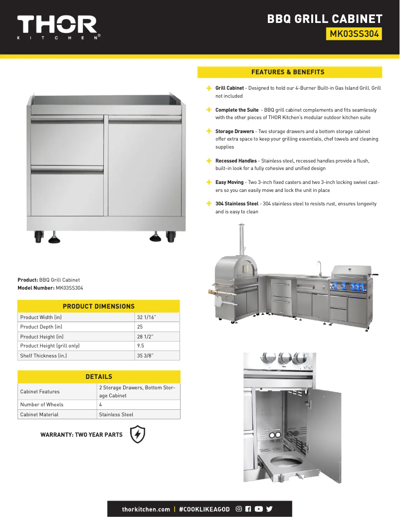 Page 1 de la notice Fiche technique Thor MK03SS304