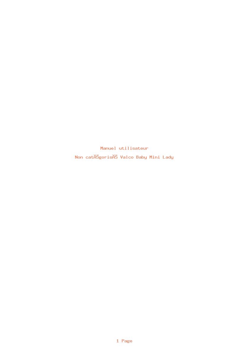 Page 1 de la notice Manuel utilisateur Valco Baby Mini Lady
