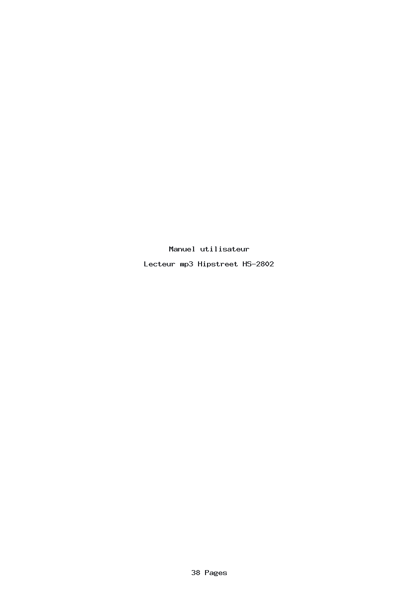 Page 1 de la notice Manuel utilisateur Hipstreet HS-2802