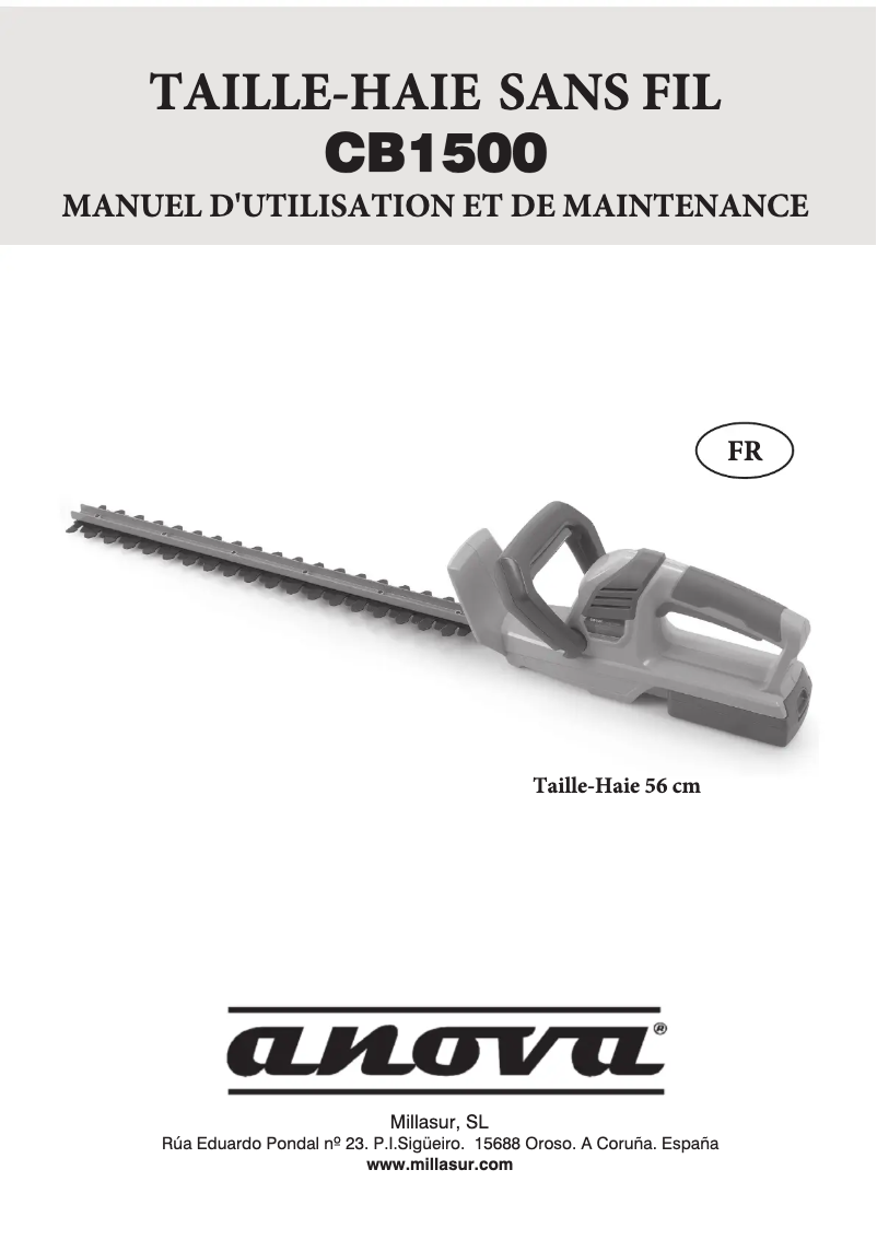 Page 1 de la notice Manuel utilisateur Anova CB1500