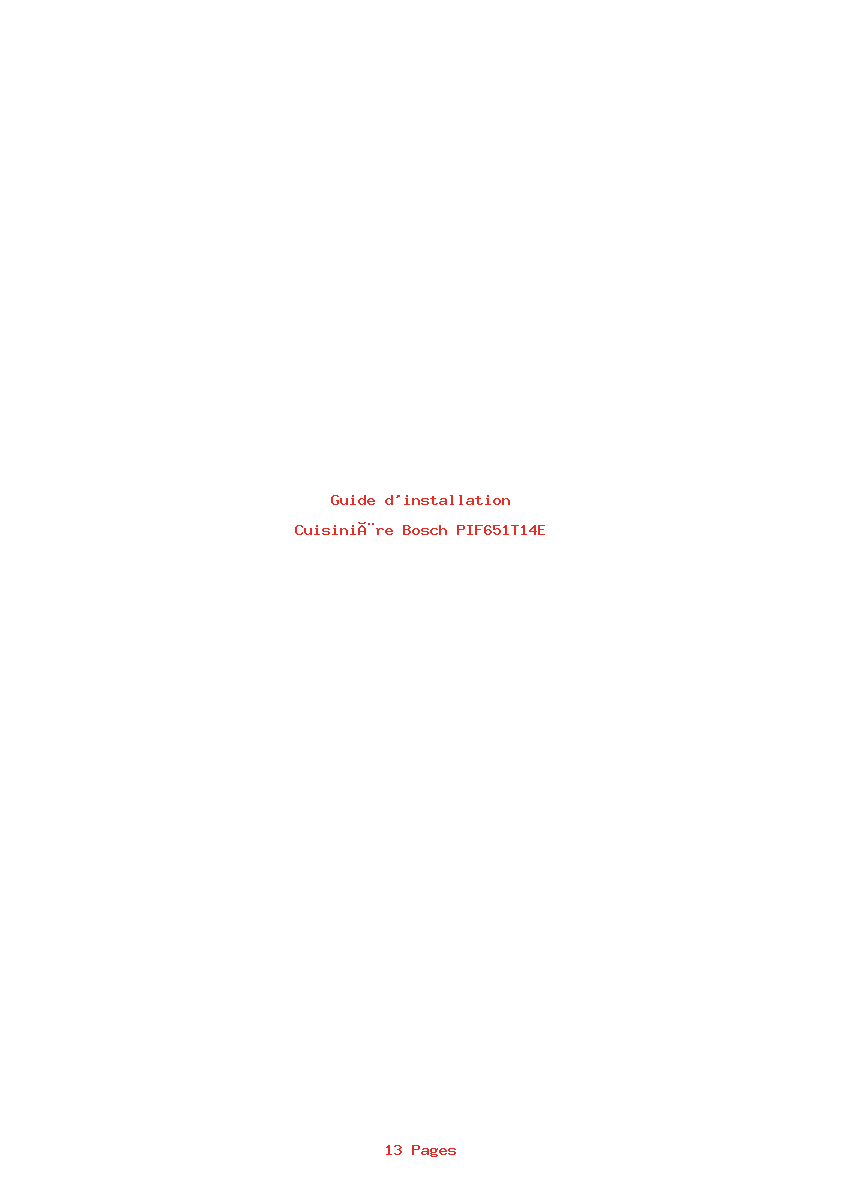 Page 1 de la notice Guide d'installation Bosch PIF651T14E