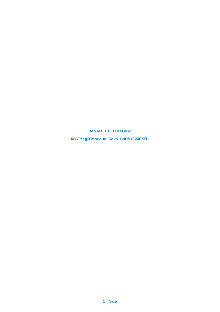 Page 1 de la notice Manuel utilisateur Beko GNO5322WDXPN