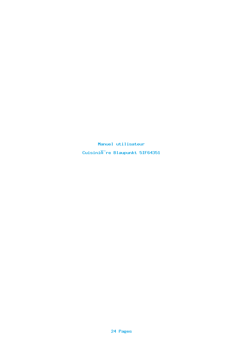 Page 1 de la notice Manuel utilisateur Blaupunkt 5IF64351