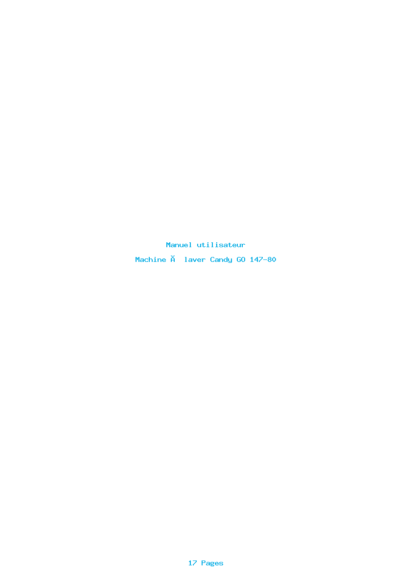 Page 1 de la notice Manuel utilisateur Candy GO 147-80
