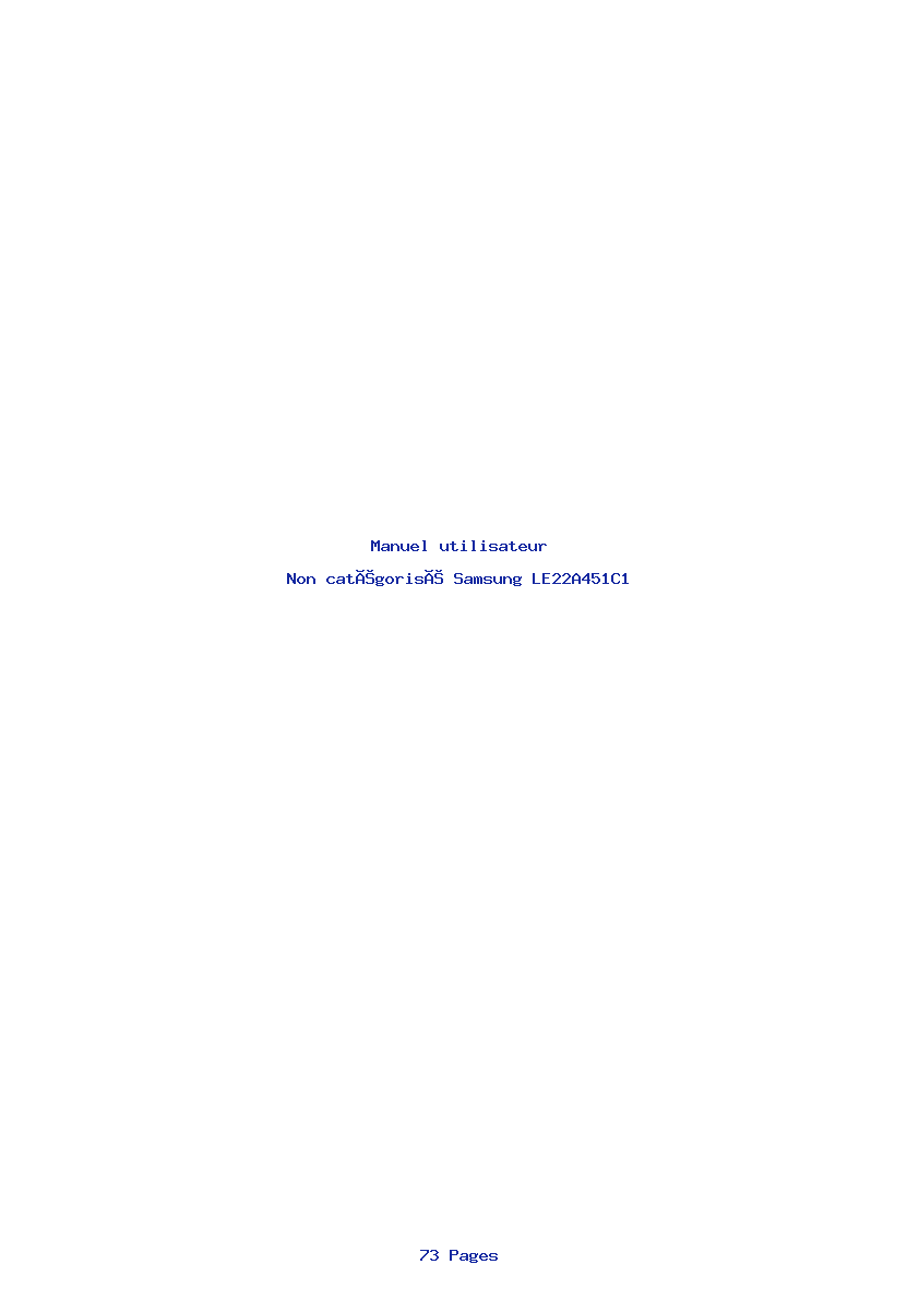 Page 1 de la notice Manuel utilisateur Samsung LE22A451C1