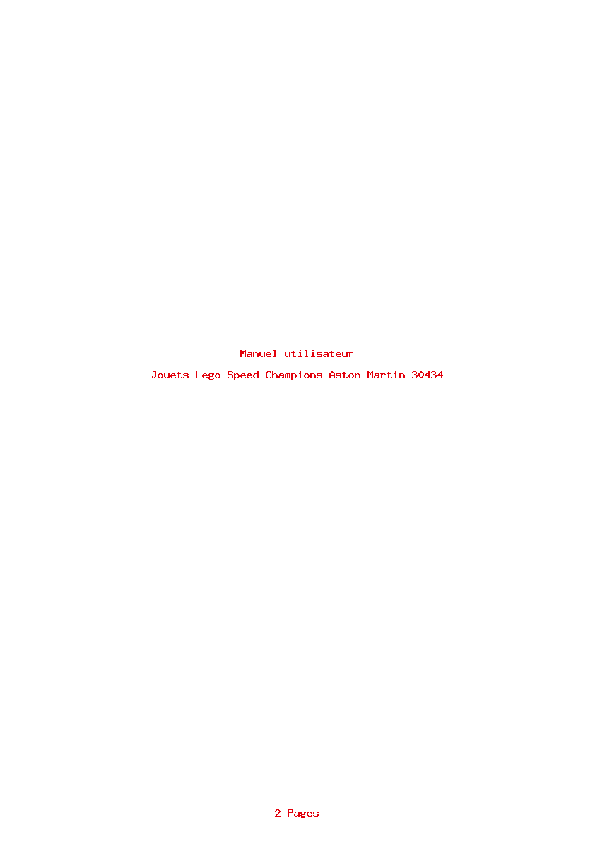Page 1 de la notice Manuel utilisateur Lego Speed Champions Aston Martin 30434