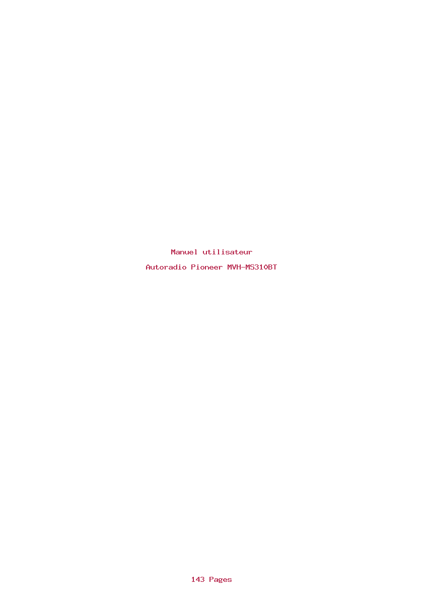 Page 1 de la notice Manuel utilisateur Pioneer MVH-MS310BT